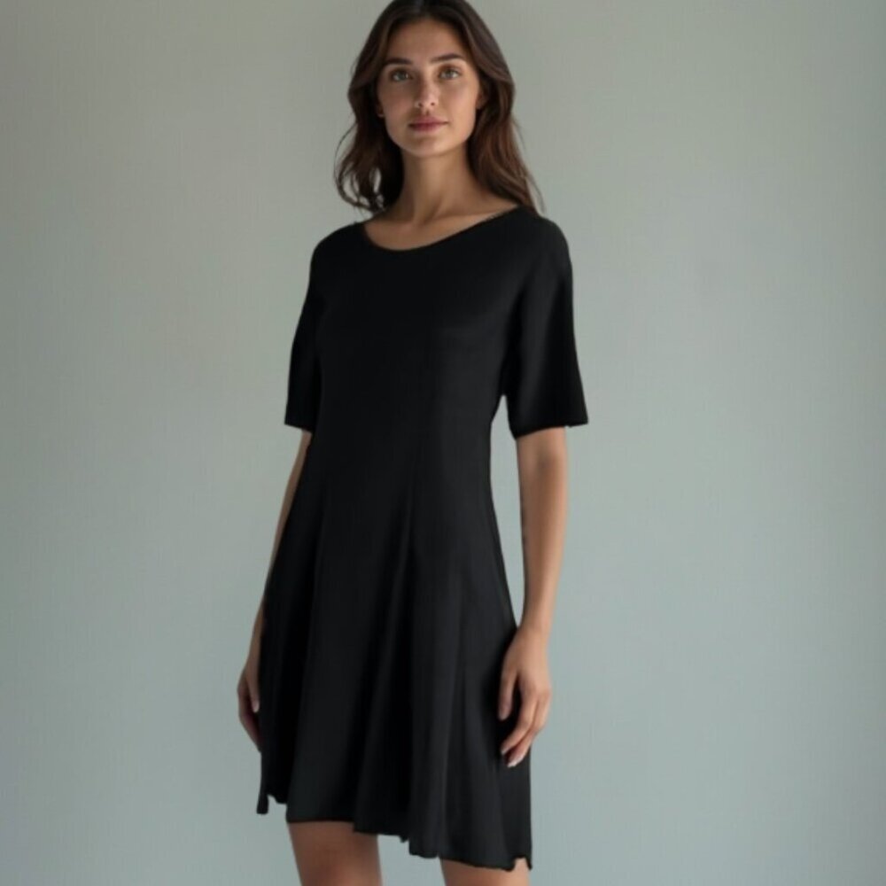❤️ Ganni Dark Grey Marl Winter Jersey Dress Size L 100% Cotton Mini